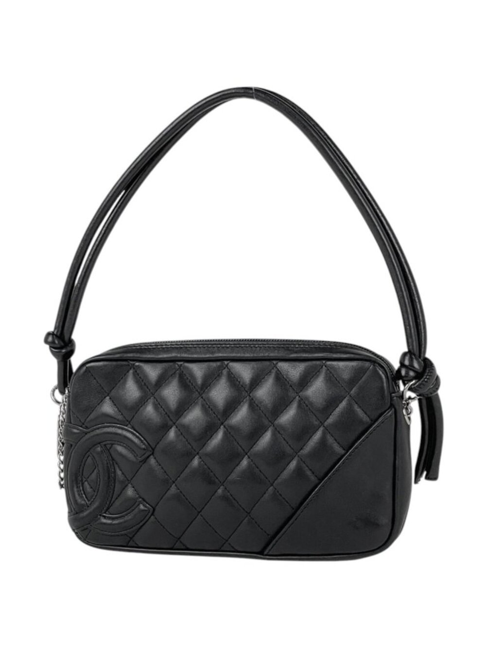 Chanel Handbag Cambon Line CC Logo Leather Black